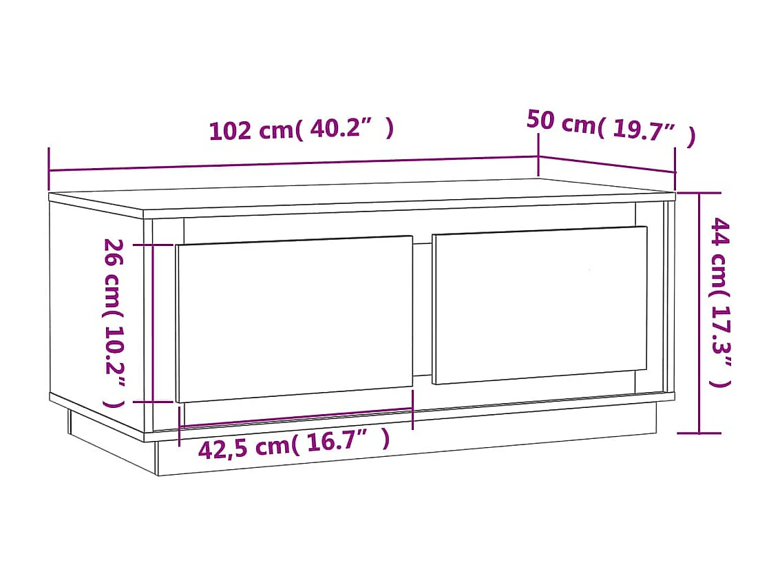 Mesa de centro madera contrachapada gris hormigón 102x50x44 cm