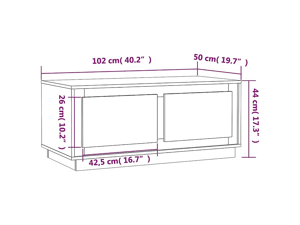 Salontafel 102x50x44 cm bewerkt hout betongrijs