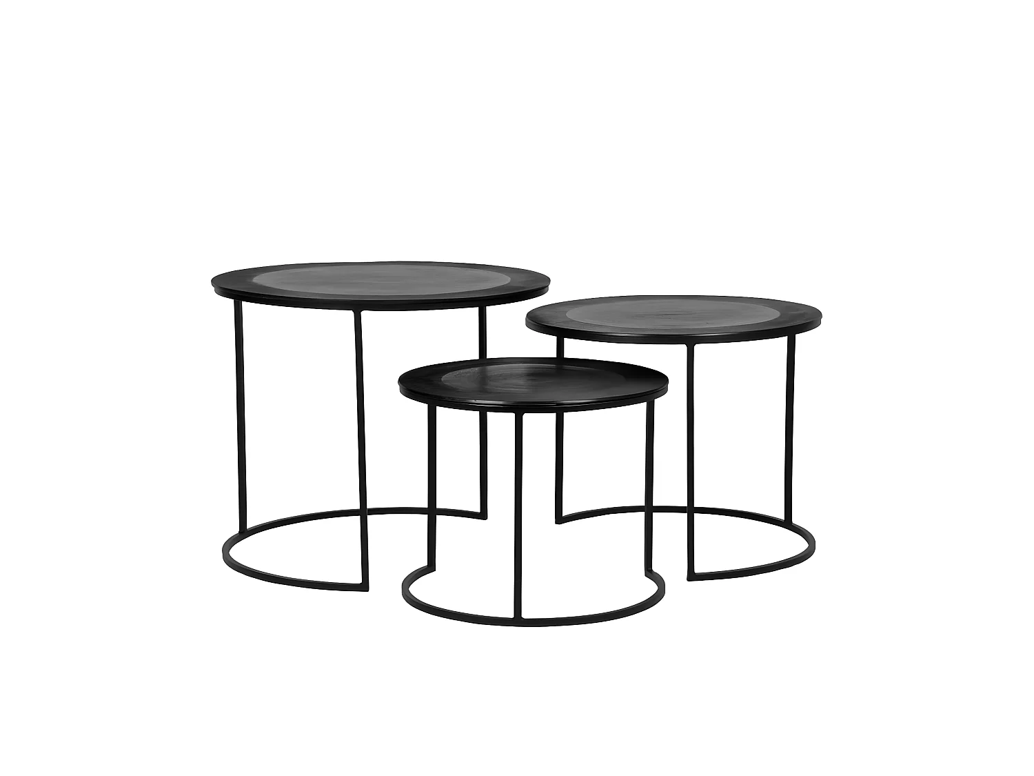 Ensemble de 3 tables basses Tres Noir