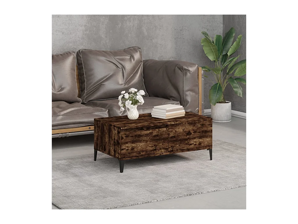 Table basse Chêne fumé 90x50x36,5 cm Bois d'ingénierie