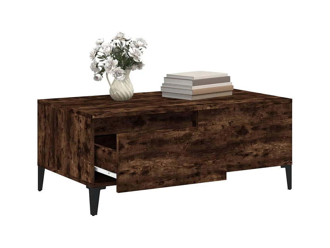 Table basse Chêne fumé 90x50x36,5 cm Bois d'ingénierie