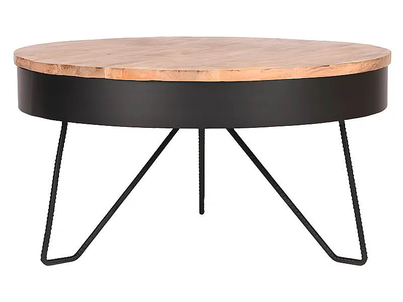 Mesa de centro Saran - Negra - Metal - Redonda - 80 cm