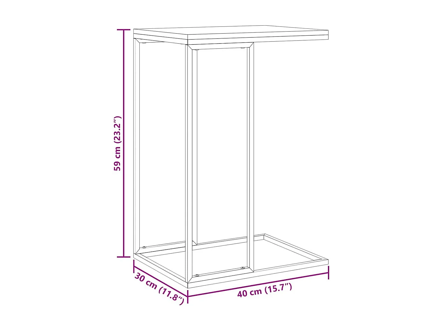 Table d'appoint Noir 40x30x59 cm Bois d'ingénierie