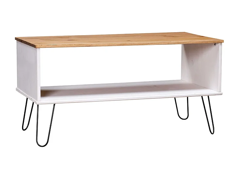 Mesa centro New York madera maciza pino blanca y madera clara