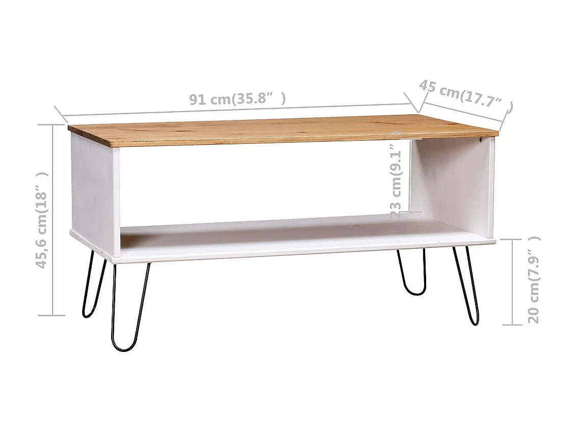 Mesa centro New York madera maciza pino blanca y madera clara