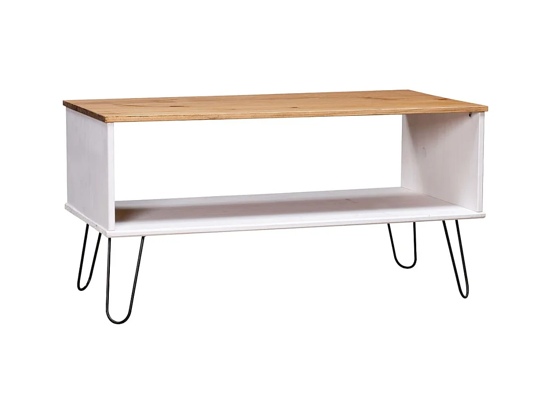 Mesa centro New York madera maciza pino blanca y madera clara