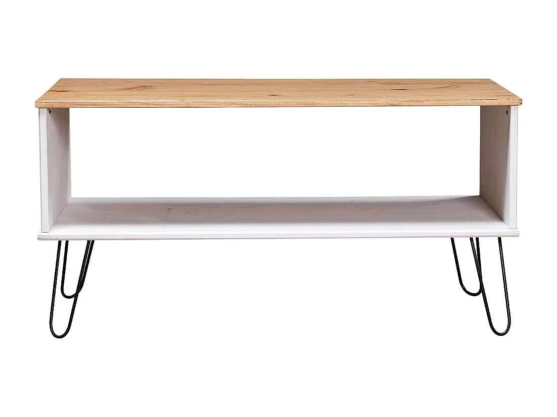 Table basse New York blanc et naturel bois de pin massif