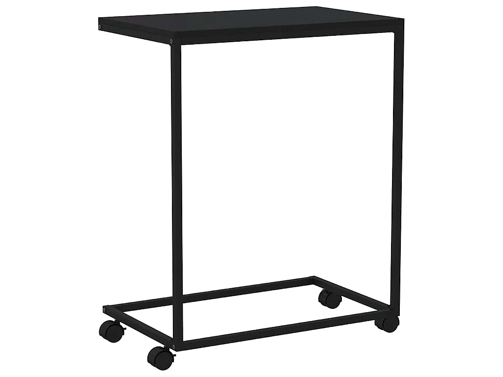 Beistelltisch mit Rollen Schwarz 55x35x70 cm Holzwerkstoff
