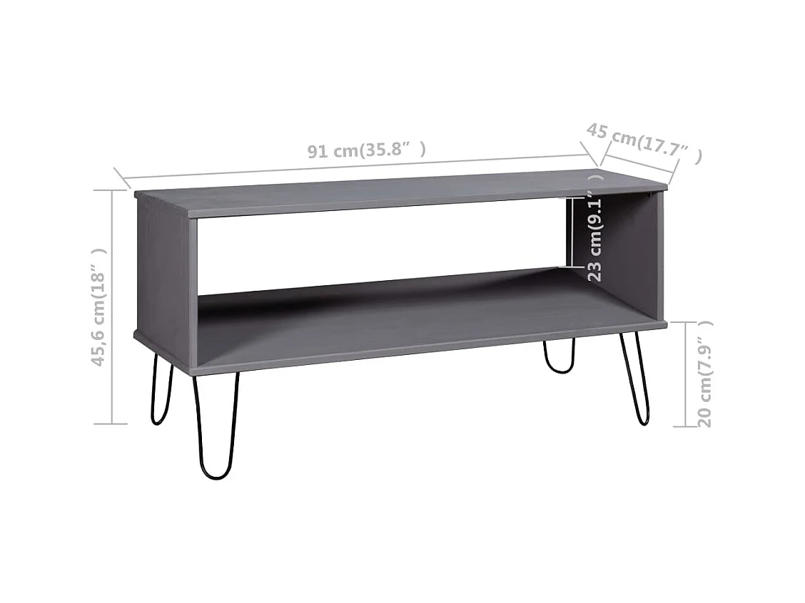 Mesa de centro New York madera maciza pino gris