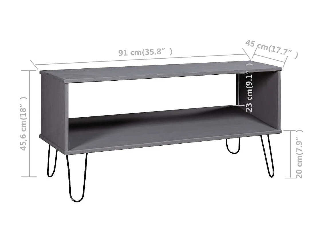 Table basse New York Gris Bois de pin massif