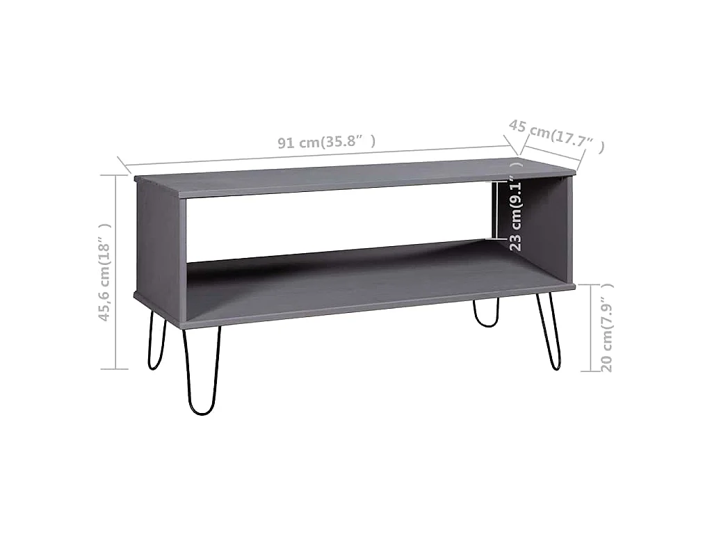 Table basse New York Gris Bois de pin massif