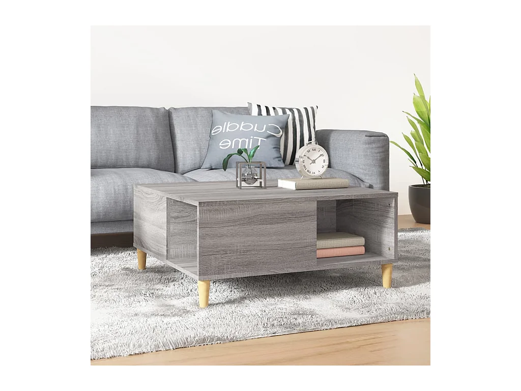 Table basse sonoma gris 80x80x36,5 cm bois d'ingénierie