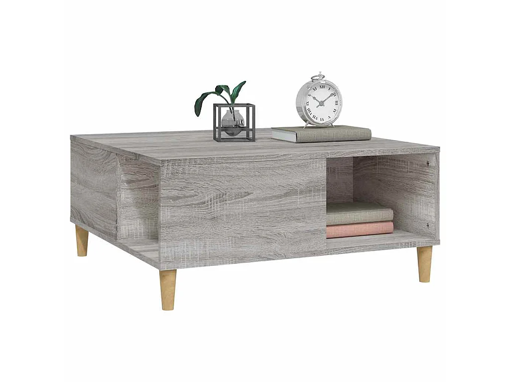 Salontafel 80x80x36,5 cm bewerkt hout grijs sonoma eikenkleurig