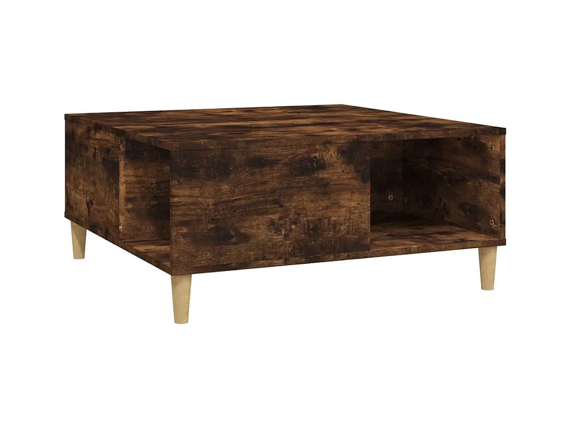 Table basse chêne fumé 80x80x36,5 cm bois d'ingénierie