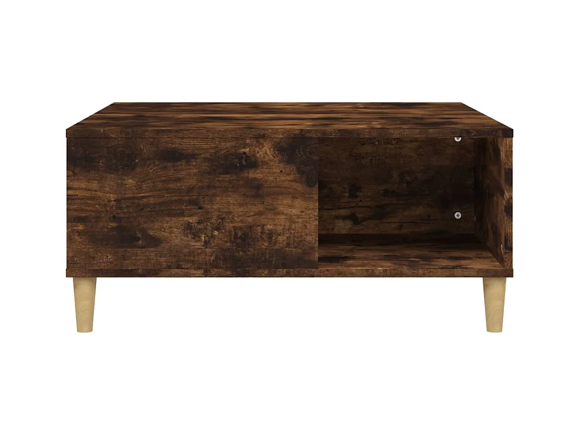 Table basse chêne fumé 80x80x36,5 cm bois d'ingénierie