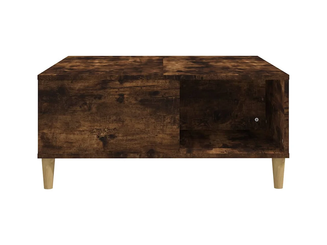 Table basse chêne fumé 80x80x36,5 cm bois d'ingénierie