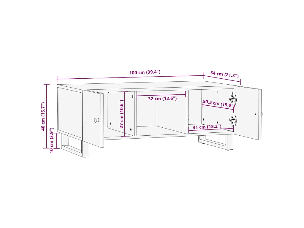 Couchtisch 100x54x40 cm Altholz Massiv & Holzwerkstoff