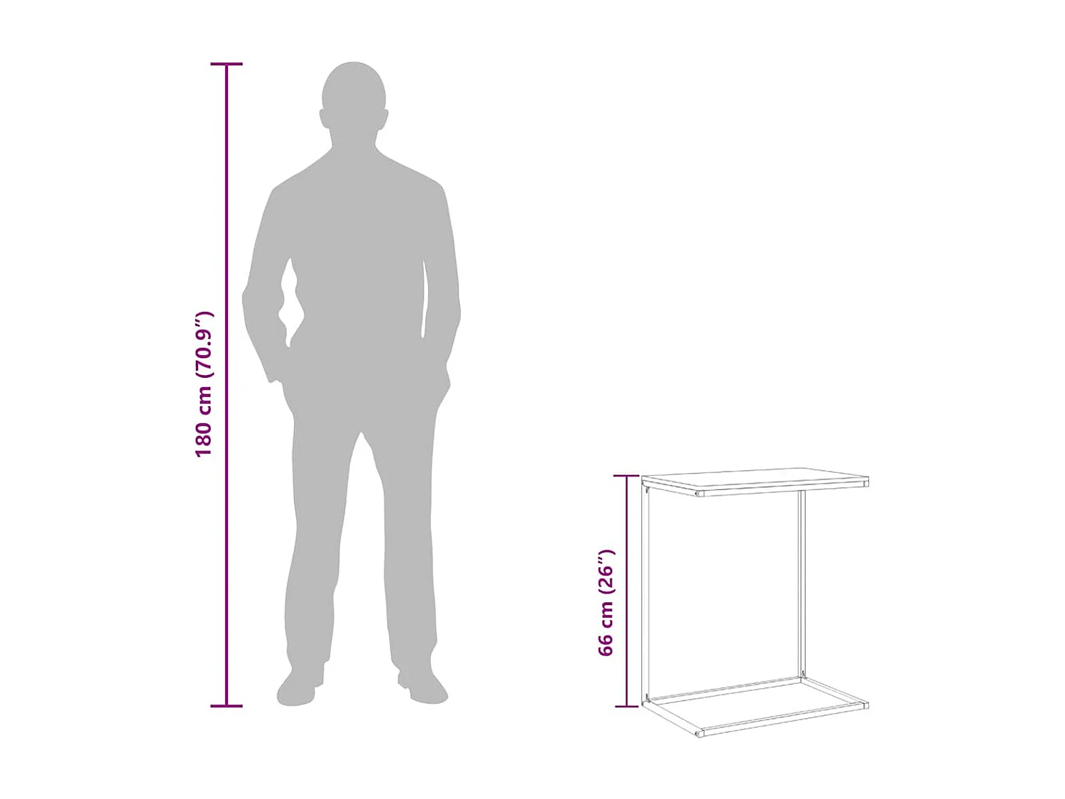 Bijzettafel 55x35x66 cm bewerkt hout zwart