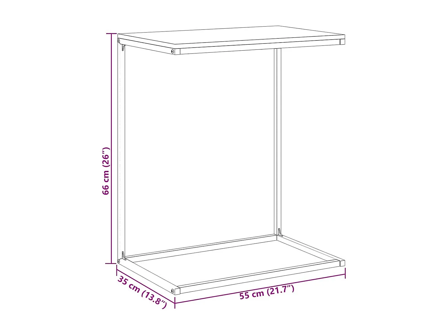 Table d'appoint Noir 55x35x66 cm Bois d'ingénierie