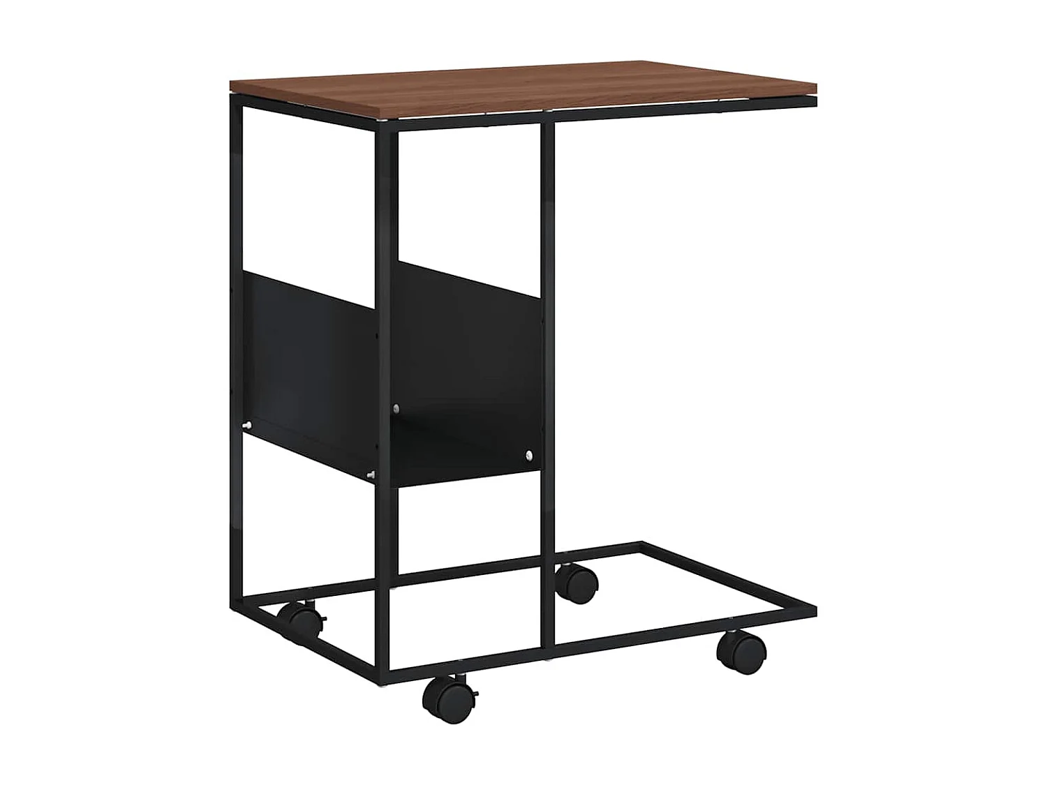 Bijzettafel met wieltjes 55x36x63,5 cm bewerkt hout zwart