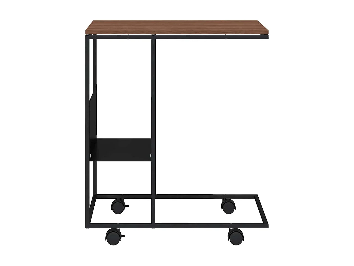 Bijzettafel met wieltjes 55x36x63,5 cm bewerkt hout zwart