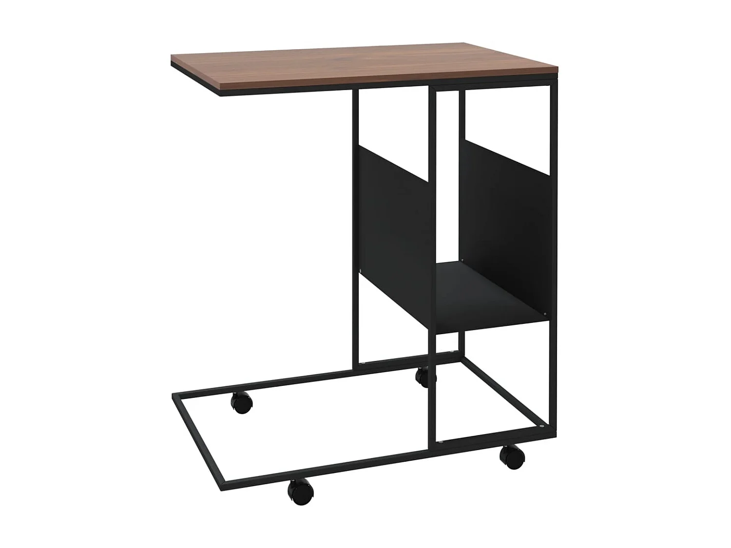 Bijzettafel met wieltjes 55x36x63,5 cm bewerkt hout zwart