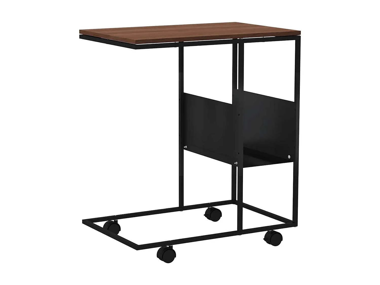 Bijzettafel met wieltjes 55x36x63,5 cm bewerkt hout zwart