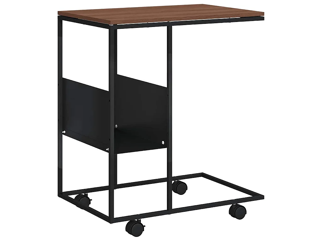 Table d'appoint avec roues noir 55x36x63,5 cm bois d'ingénierie