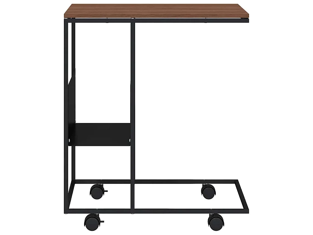 Table d'appoint avec roues noir 55x36x63,5 cm bois d'ingénierie
