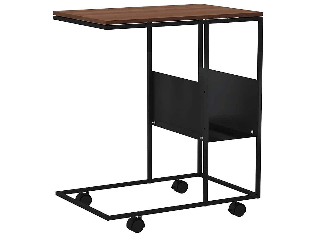 Table d'appoint avec roues noir 55x36x63,5 cm bois d'ingénierie