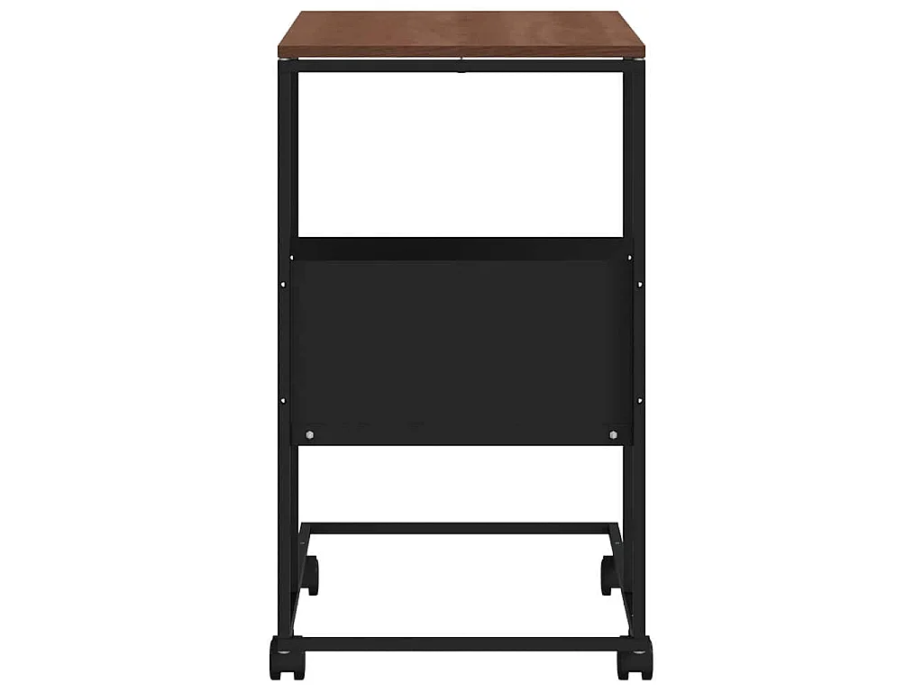 Table d'appoint avec roues noir 55x36x63,5 cm bois d'ingénierie