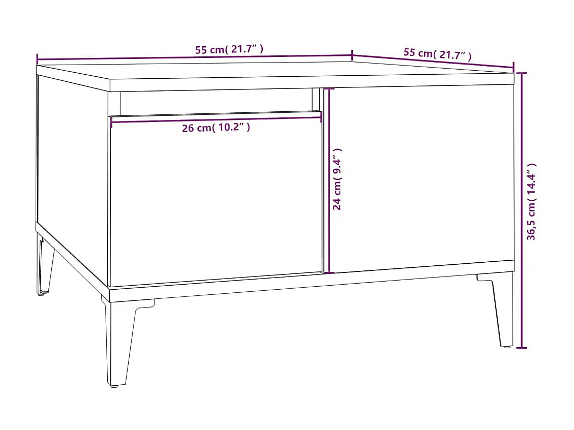 Salontafel 55x55x36,5 cm bewerkt hout zwart