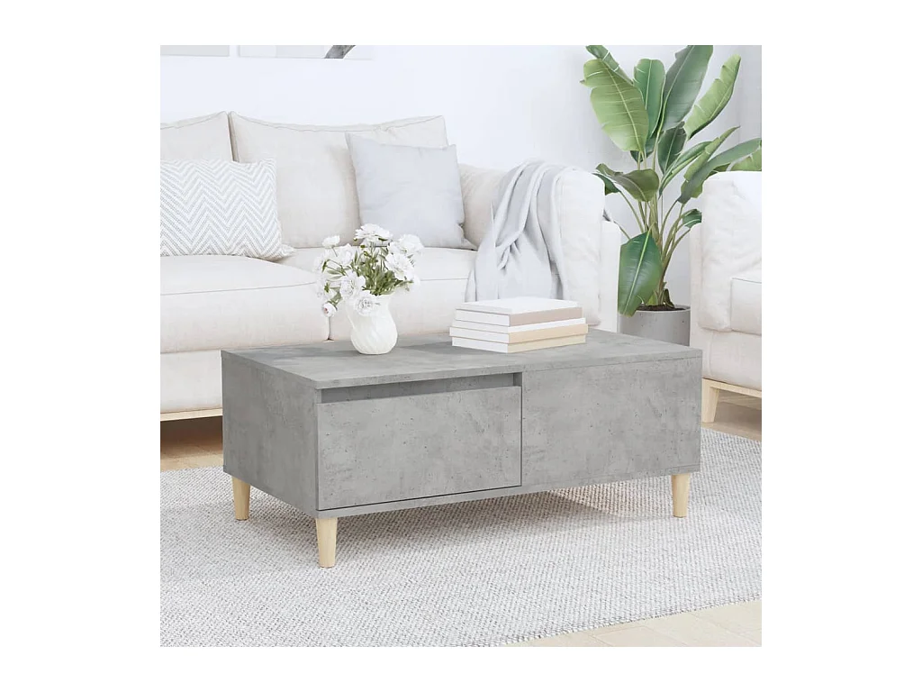 Table basse Gris béton 90x50x36,5 cm Bois d'ingénierie
