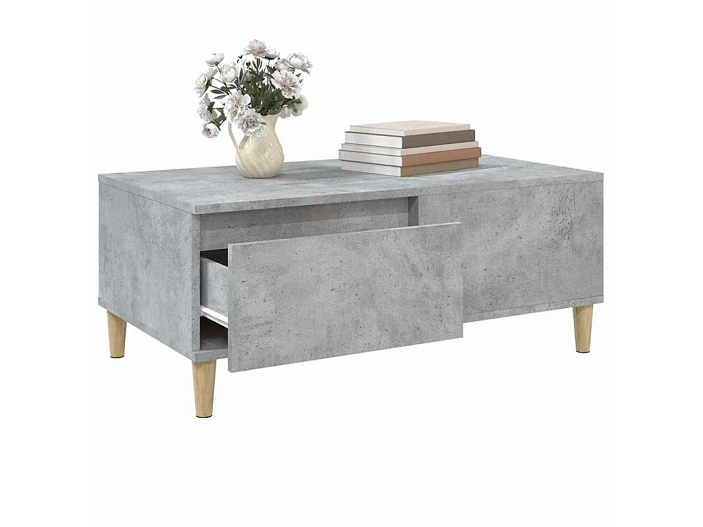 Table basse Gris béton 90x50x36,5 cm Bois d'ingénierie