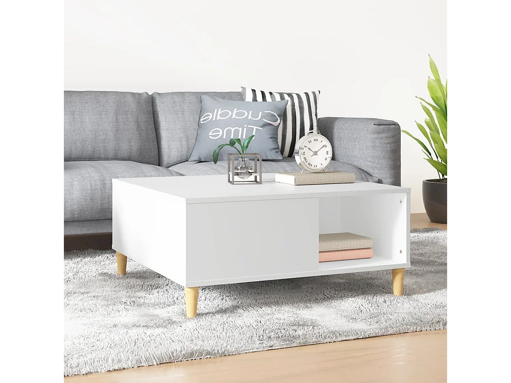 Salontafel 80x80x36,5 cm bewerkt hout wit