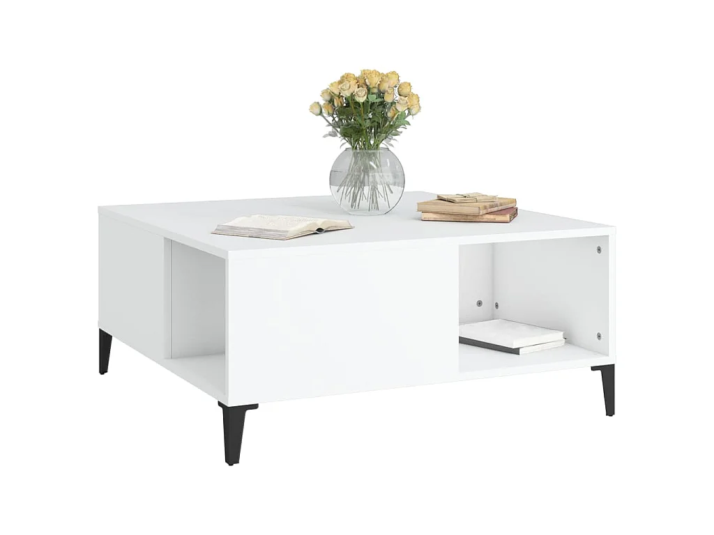 Tavolino da Salotto Bianco 80x80x36,5 cm in Legno Multistrato
