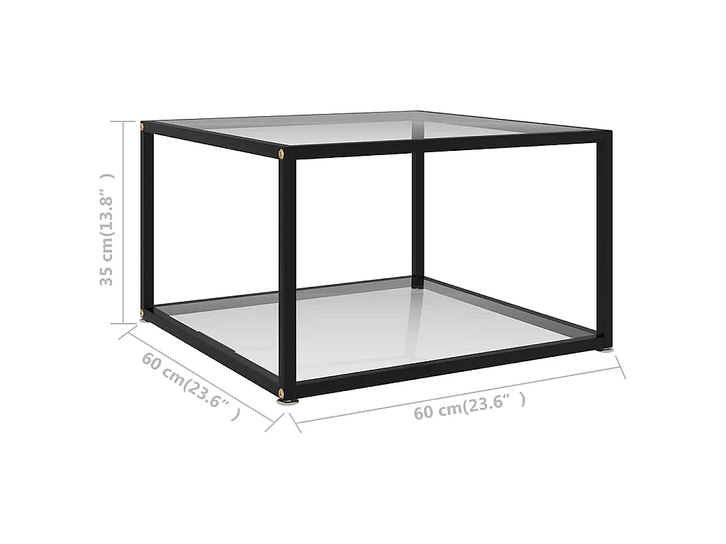 Salontafel 60x60x35 cm gehard glas transparant