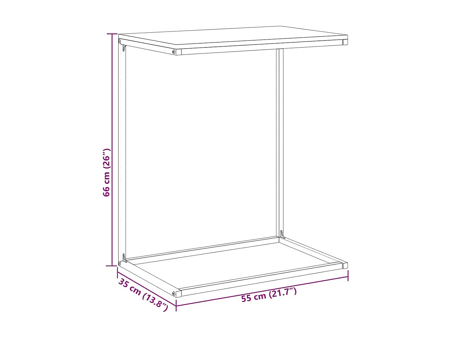 Beistelltisch Schwarz 55x35x66 cm Holzwerkstoff