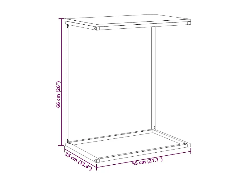 Bijzettafel 55x35x66 cm bewerkt hout zwart