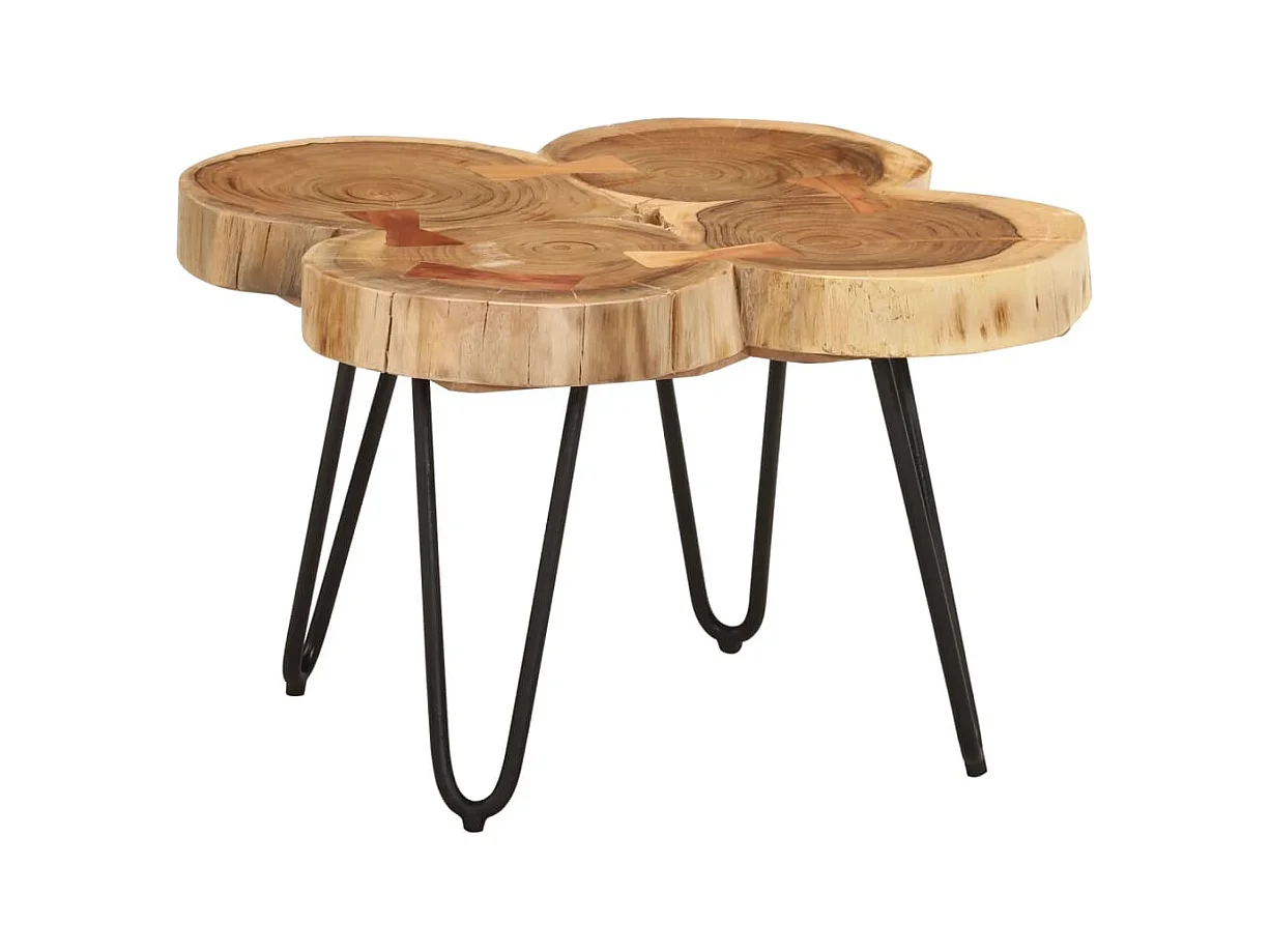 Table basse 36 cm 4 troncs bois d'acacia massif