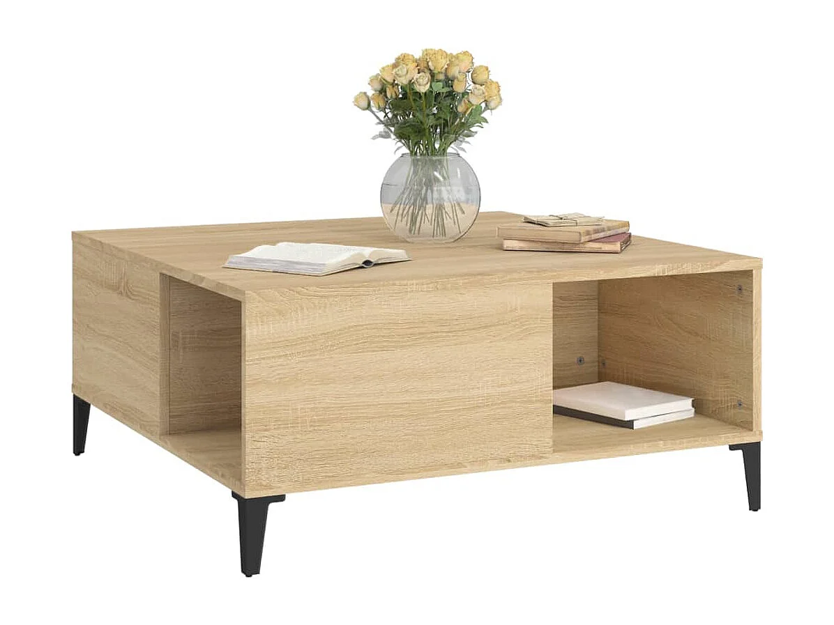 Table basse chêne sonoma 80x80x36,5 cm bois d'ingénierie