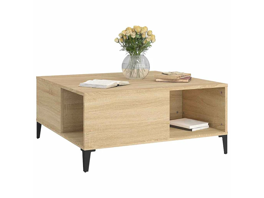 Tavolino Salotto Rovere Sonoma 80x80x36,5 cm Legno Multistrato