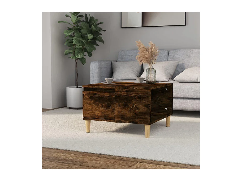 Salontafel 55x55x36,5 cm bewerkt hout gerookt eikenkleurig