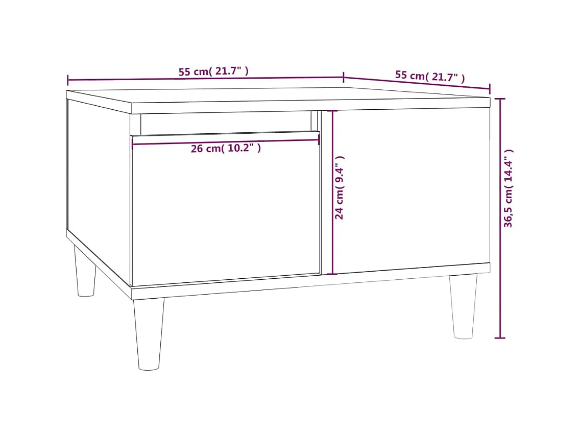 Table basse chêne fumé 55x55x36,5 cm bois d'ingénierie