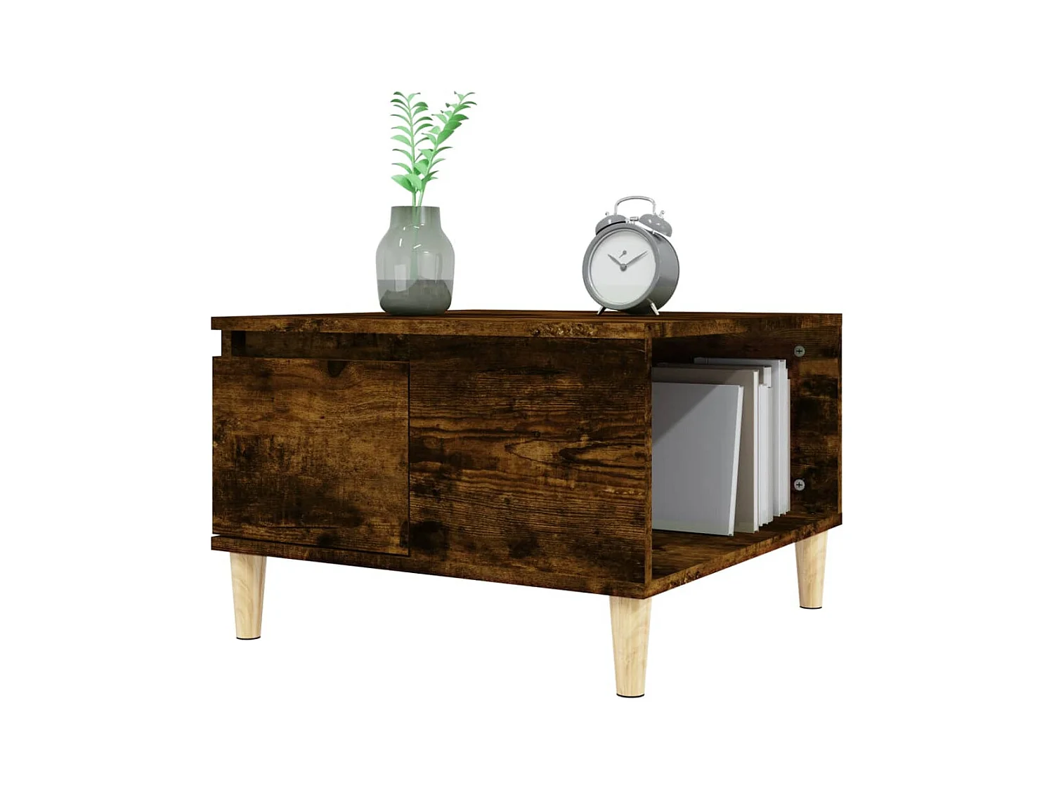 Table basse chêne fumé 55x55x36,5 cm bois d'ingénierie