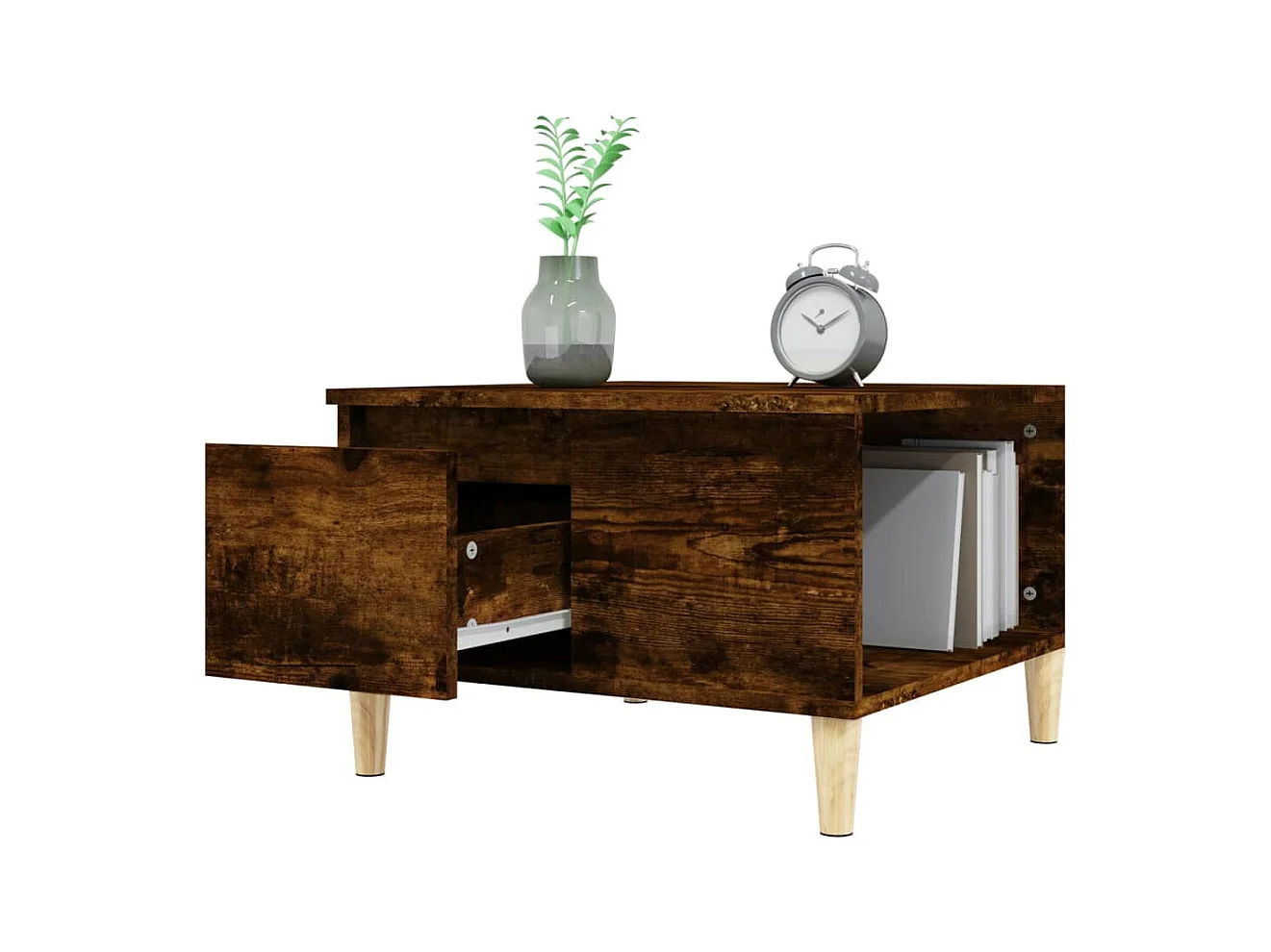 Table basse chêne fumé 55x55x36,5 cm bois d'ingénierie