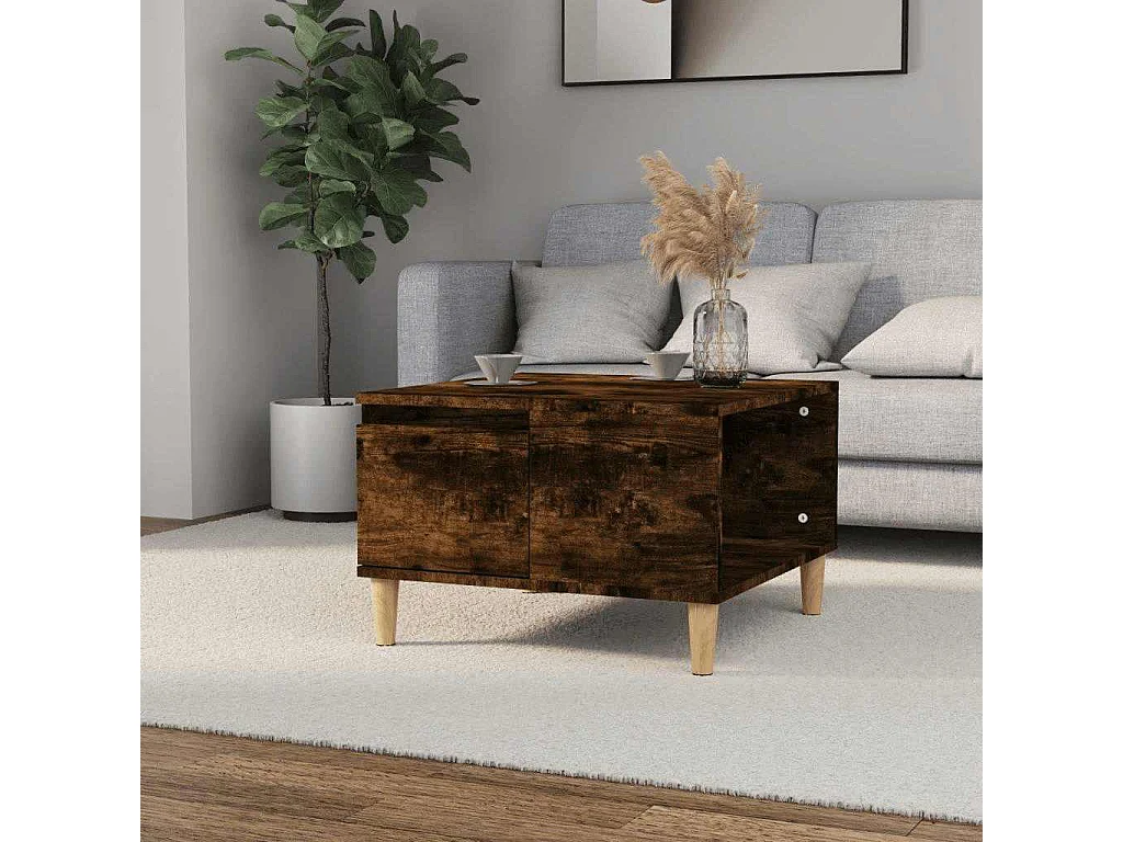 Table basse chêne fumé 55x55x36,5 cm bois d'ingénierie