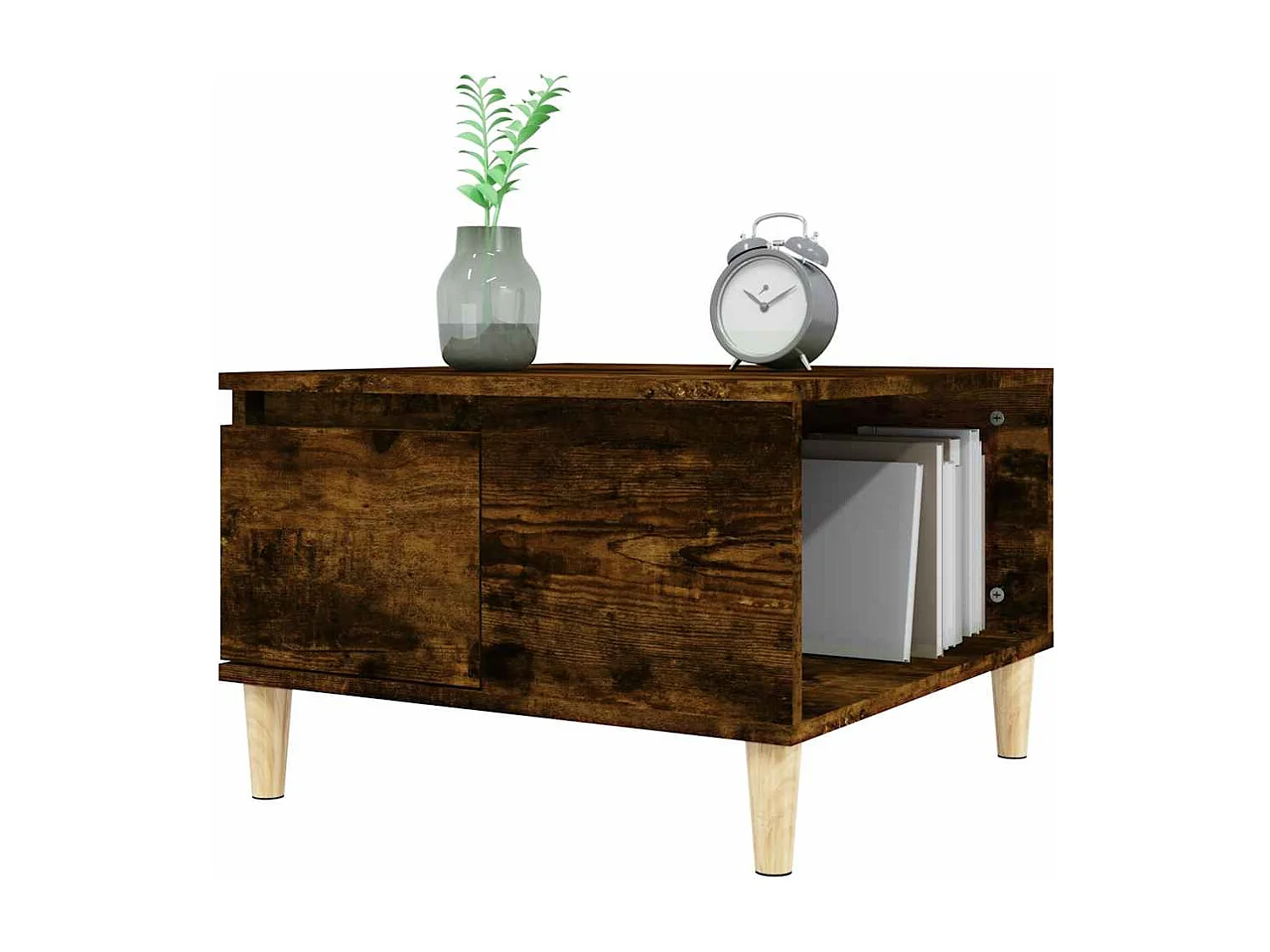 Table basse chêne fumé 55x55x36,5 cm bois d'ingénierie