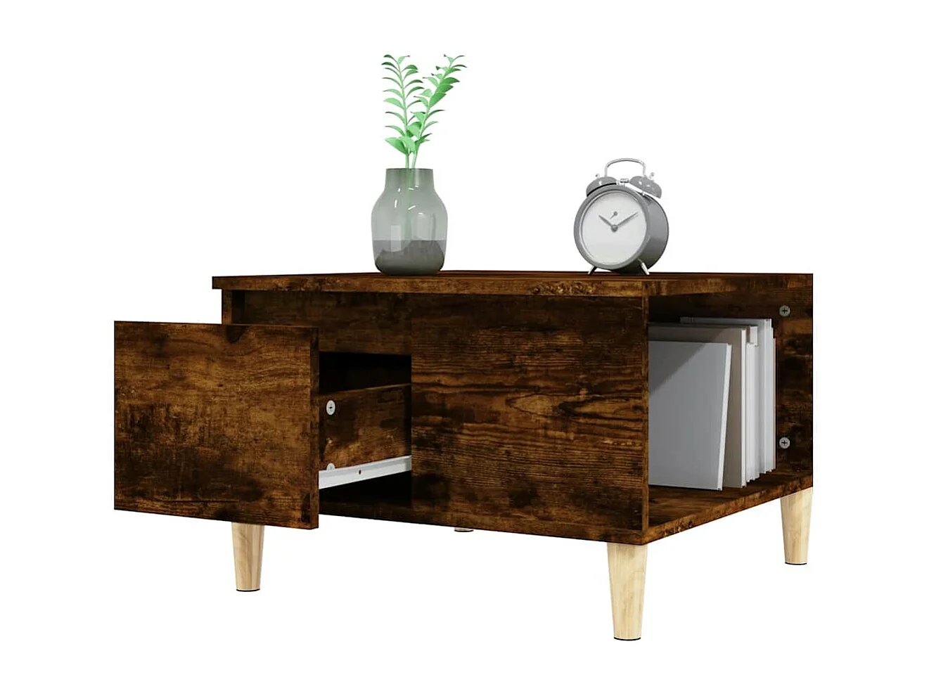 Table basse chêne fumé 55x55x36,5 cm bois d'ingénierie
