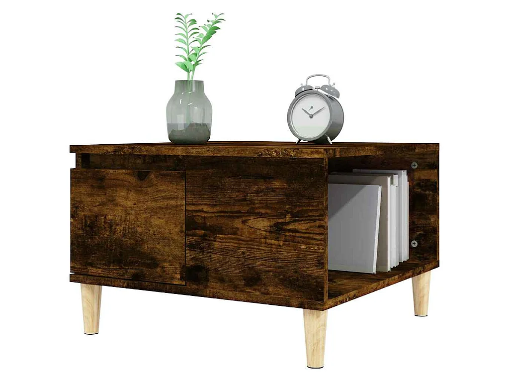 Table basse chêne fumé 55x55x36,5 cm bois d'ingénierie